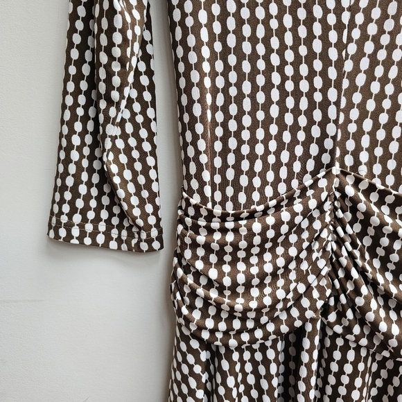 Cartise Dress Fit and Flare Fitted Brown and White Polkadot Dress, Size Medium - Picture 9 of 11